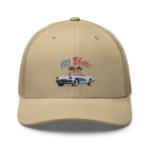 1960 Corvette Convertible C1 American Classic Car Automotive Nostalgia Trucker Cap Snapback Hat