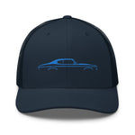 1970 Chevelle Silhouette Collector Car Owner Gift Chevy Muscle Blue Lines Custom Trucker Cap Snapback Hat