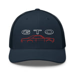 1967 GTO Red Line Outline American Muscle Car Trucker Cap Snapback Hat