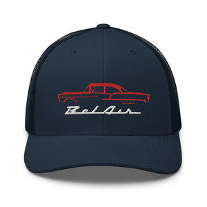 1955 Chevy Bel Air Silhouette Matador Red Antique Car Trucker Cap Snapback Hat