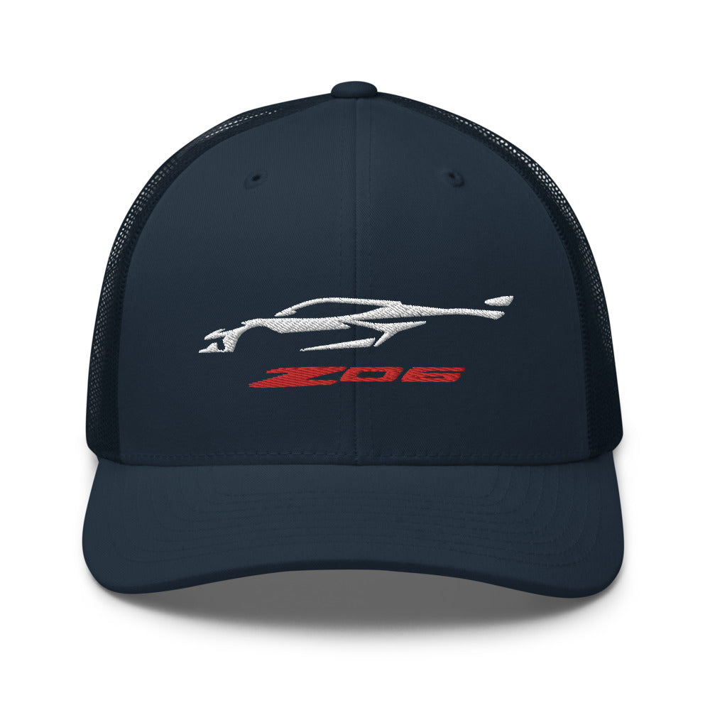 2023 2024 Corvette Z06 C8 Next Gen Silhouette Vette Drivers Embroidered Trucker Cap Snapback Hat