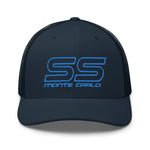 Chevy Monte Carlo SS Logo Blue Lines Classic Car Owners Trucker Cap snapback hat