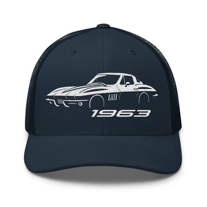 C2 1963 Corvette hat for Classic Vette Owners Automotive Enthusiasts Gear Heads trucker Cap