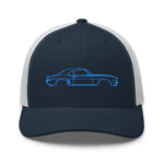 First Generation Chevy Camaro Blue Lines Custom Classic Car Club Muscle Cars Trucker Cap Snapback Hat