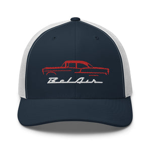 1955 Chevy Bel Air Silhouette Matador Red Antique Car Trucker Cap Snapback Hat