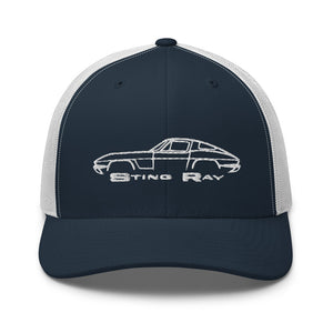 1963 Corvette Sting Ray Silhouette Embroidered Classic Car Trucker Cap Snapback Hat