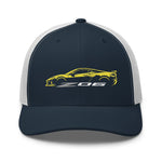 2024 2025 Corvette C8 Z06 Accelerate Yellow Silhouette 8th Generation Vette Drivers Custom Trucker Cap Snap Back Hat