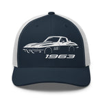 C2 1963 Corvette hat for Classic Vette Owners Automotive Enthusiasts Gear Heads trucker Cap