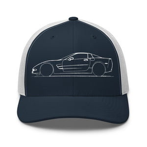 Sports Car Silhouette C5 hat for Vette Drivers Owners mesh back adjustable snap