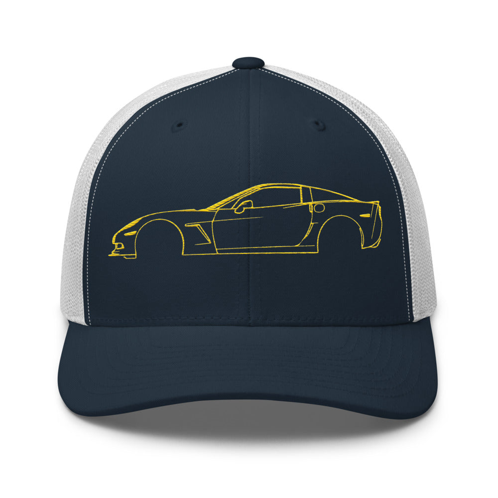 Yellow Vette C6 Sports Car Trucker Cap