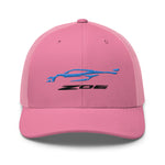 2023 Corvette Z06 C8 Vette Rapid Blue Silhouette Emroidered Trucker Cap Snapback Hat