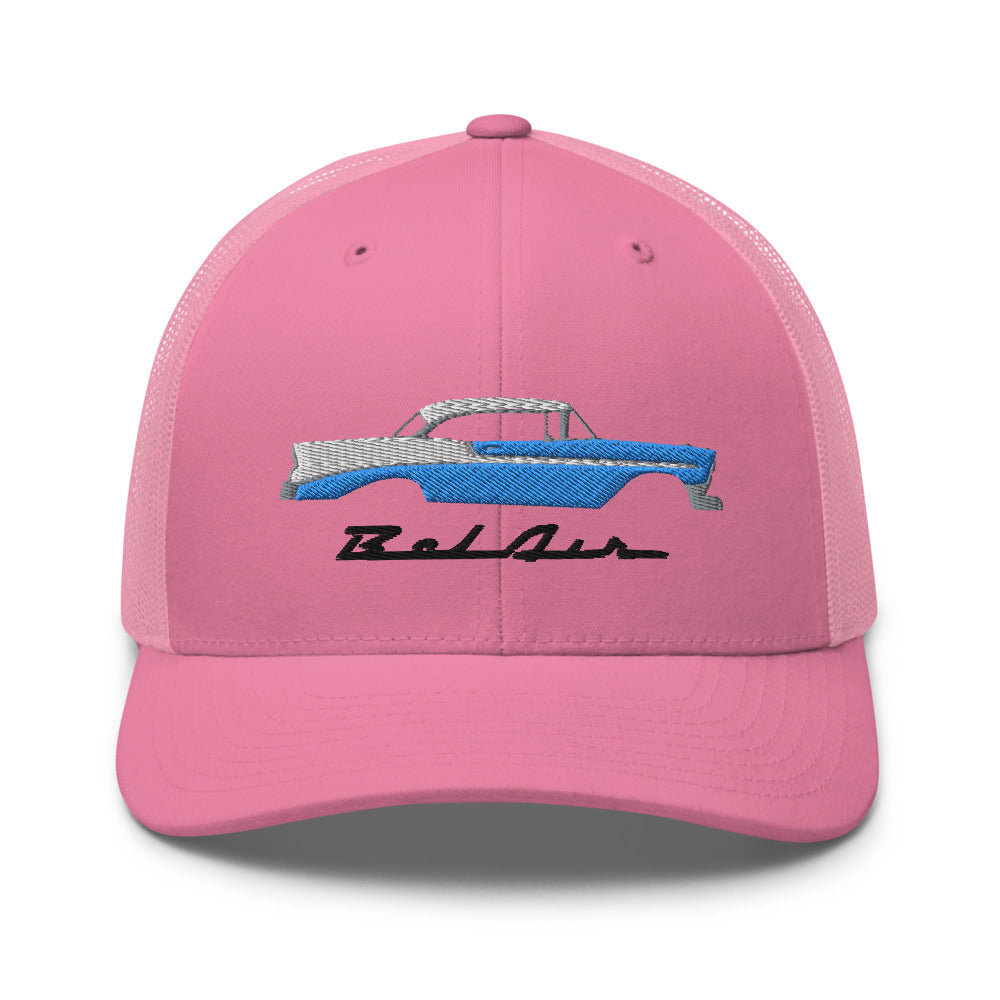 1956 Chevy Bel Air Turquoise Antique Car 56' Belair Embroidered Trucker Cap Snapback Hat