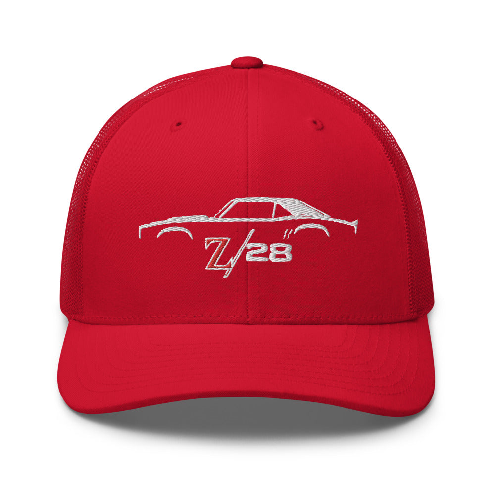 First Gen 1967 1968 1969 Chevy Camaro Z28 Outline Silhouette Embroidered hat for Classic Car Owners Trucker Cap