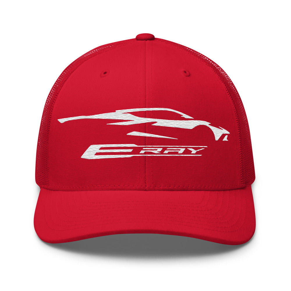 Corvette C8 E-Ray Silhouette Trucker Cap Snapback Hat