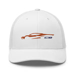 2023 Sports Car Amplify Orange C8 Next Gen Silhouette 8th Generation Mid Engine Vette Trucker Cap Snapback hat