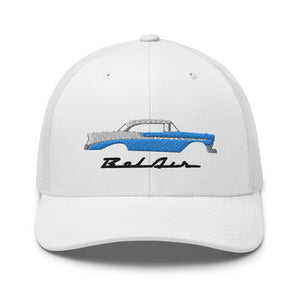 1956 Chevy Bel Air Turquoise Antique Car 56' Belair Embroidered Trucker Cap Snapback Hat