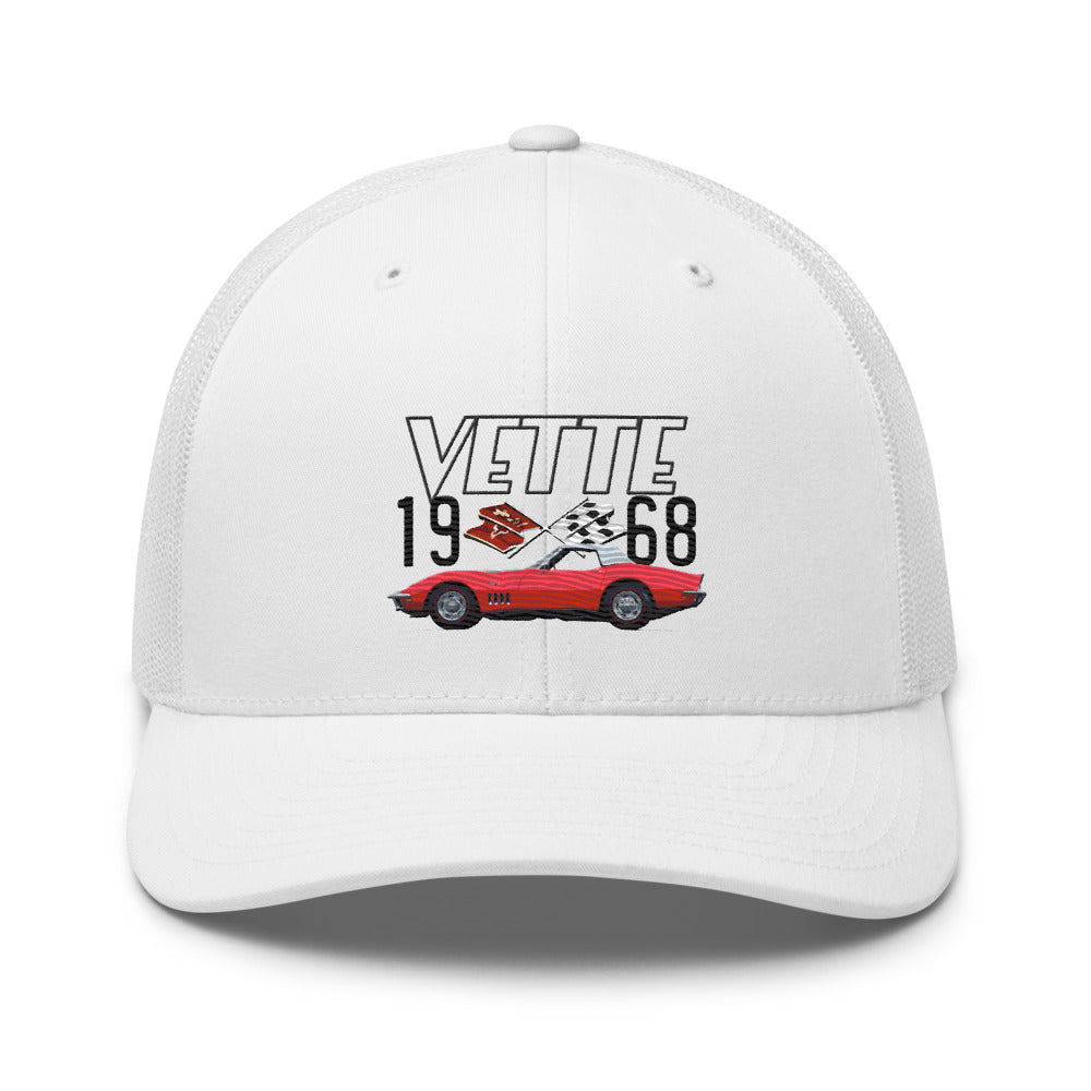 1968 Corvette Red Vette C3 Classic Car Trucker Cap Snapback Hat