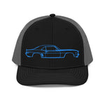 First Generation Chevy Camaro Blue Lines Custom Classic Car Club Muscle Cars Mesh Back Trucker Hat Snapback