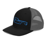 First Generation Chevy Camaro Blue Lines Custom Classic Car Club Muscle Cars Mesh Back Trucker Hat Snapback