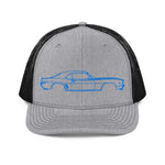 First Generation Chevy Camaro Blue Lines Custom Classic Car Club Muscle Cars Mesh Back Trucker Hat Snapback