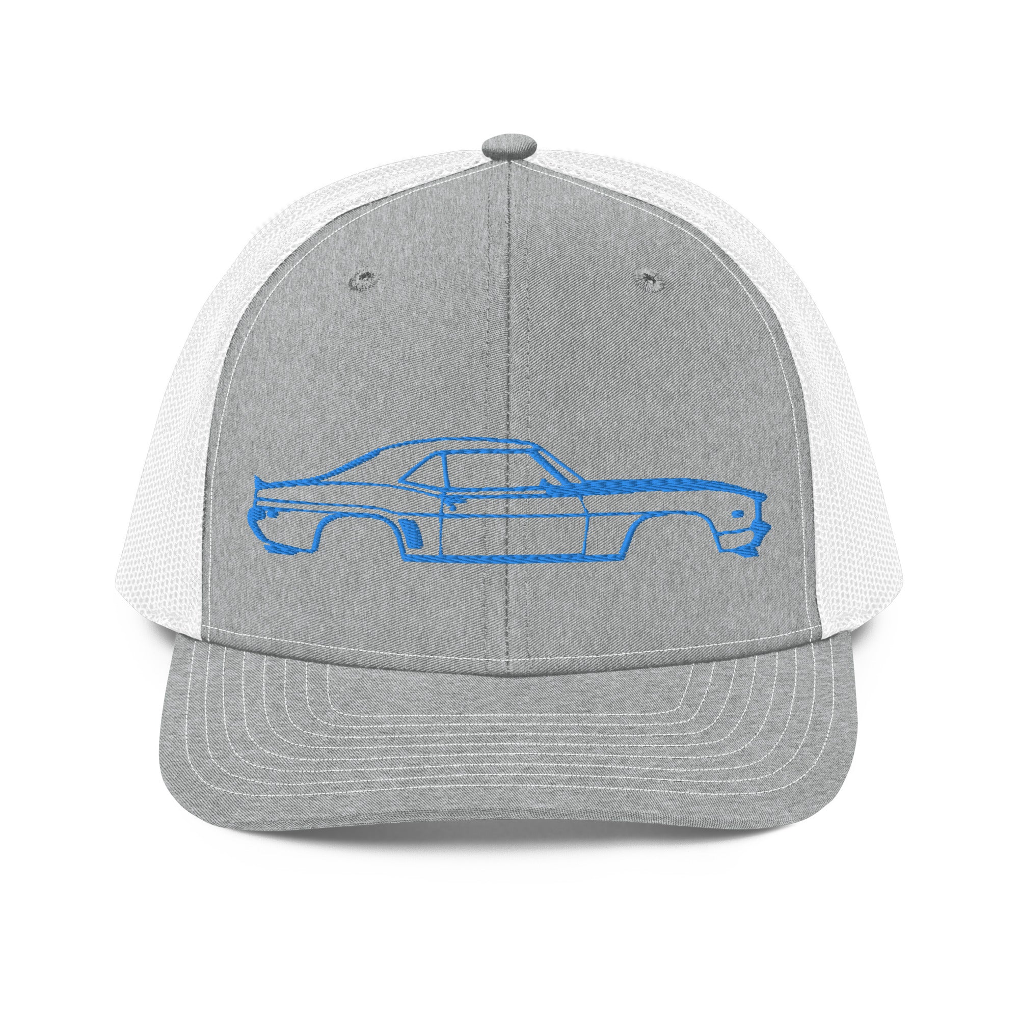 First Generation Chevy Camaro Blue Lines Custom Classic Car Club Muscle Cars Mesh Back Trucker Hat Snapback