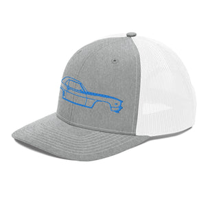 First Generation Chevy Camaro Blue Lines Custom Classic Car Club Muscle Cars Mesh Back Trucker Hat Snapback