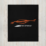 2023 Corvette Z06 C8 Amplify Orange Vette Silhouette Throw Blanket