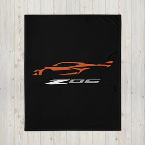 2023 Corvette Z06 C8 Amplify Orange Vette Silhouette Throw Blanket