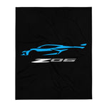 2023 Corvette Z06 C8 Rapid Blue Vette Silhouette Throw Blanket