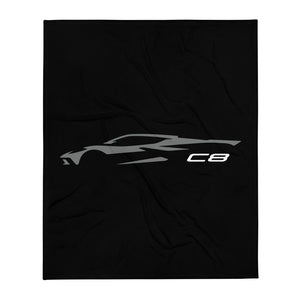 2023 Corvette C8 Silhouette Hypersonic Gray Vette Drivers Custom Throw Blanket