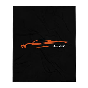 2023 Corvette C8 Silhouette Sebring Amplify Orange Vette Drivers Custom Throw Blanket