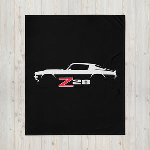 1970 1971 Chevy Camaro Z28 Emblem Silhouette Muscle Car Throw Blanket