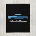 1956 Chevy Bel Air Harbor and Nassau Blue Antique Car Collector Cars 56 Belair Throw Blanket