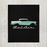1956 Chevy Bel Air Pinecrest Green and Ivory Antique Car Collector Cars 56 Belair Throw Blanket