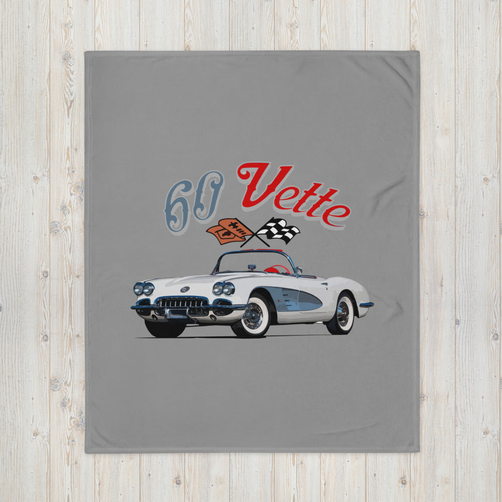 1960 Corvette Convertible C1 American Classic Car Throw Blanket