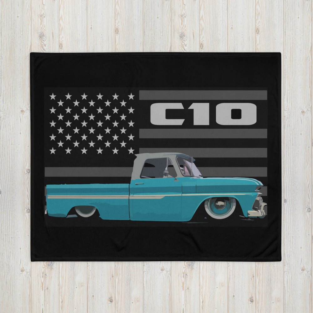 1964 Chevy C10 Fleetside Slammed Low Rider Antique Pickup Truck Throw Blanket