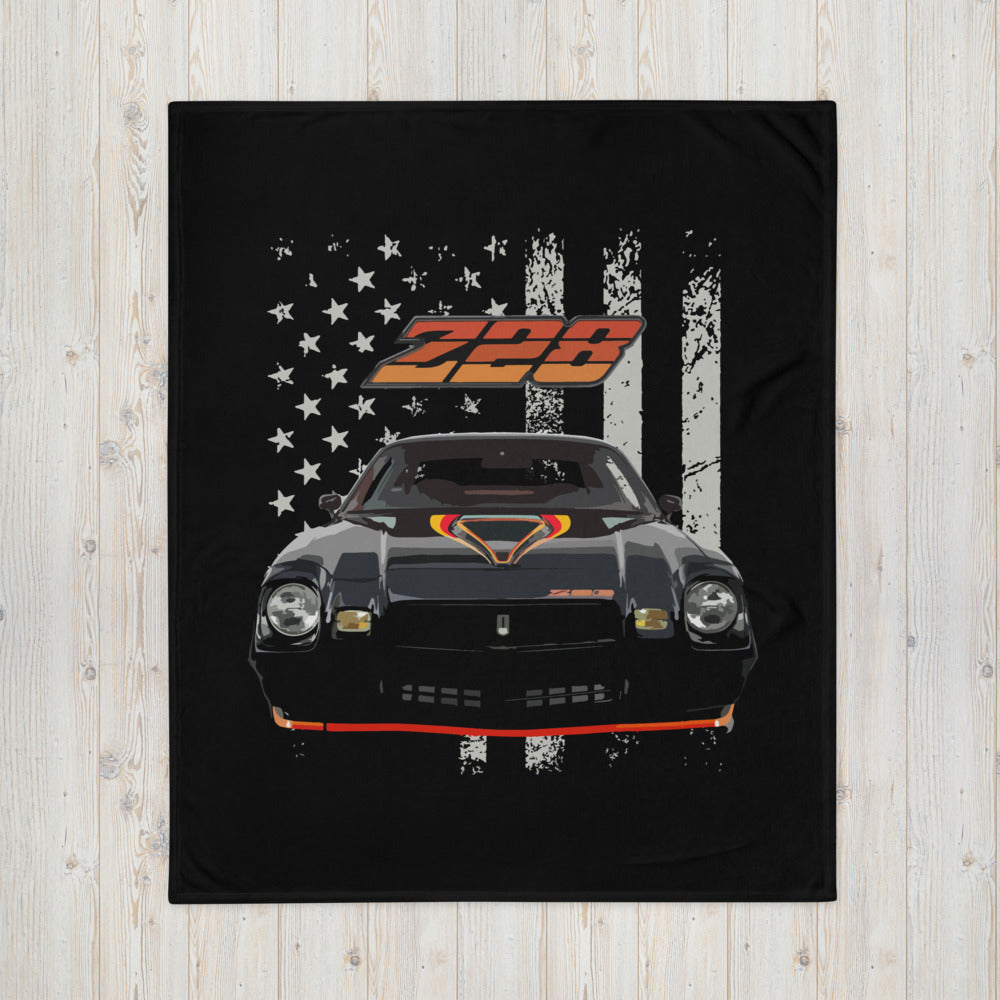 1979 Black Chevy Camaro Z28 American Muscle Car Drivers Custom Throw Blanket