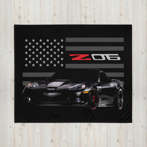 Black Corvette C6 Z06 Vette Driver Car Club Custom Throw Blanket