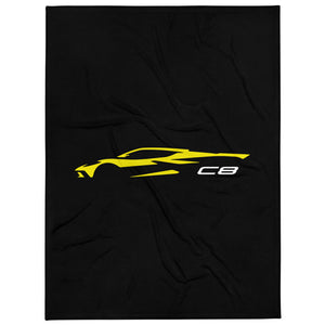 2023 Corvette C8 Silhouette Accelerate Yellow Vette Drivers Custom Throw Blanket