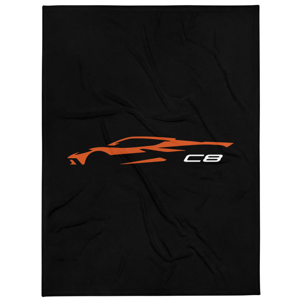 2023 Corvette C8 Silhouette Sebring Amplify Orange Vette Drivers Custom Throw Blanket