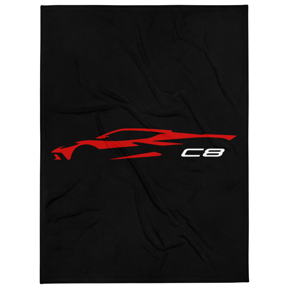 2023 Corvette C8 Silhouette Torch Red Vette Drivers Custom Throw Blanket