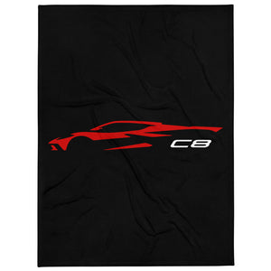 2023 Corvette C8 Silhouette Torch Red Vette Drivers Custom Throw Blanket