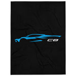 2023 Corvette C8 Silhouette Rapid Blue Vette Drivers Custom Throw Blanket