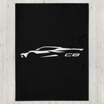 2023 Corvette C8 Silhouette Arctic White Vette Drivers Custom Throw Blanket