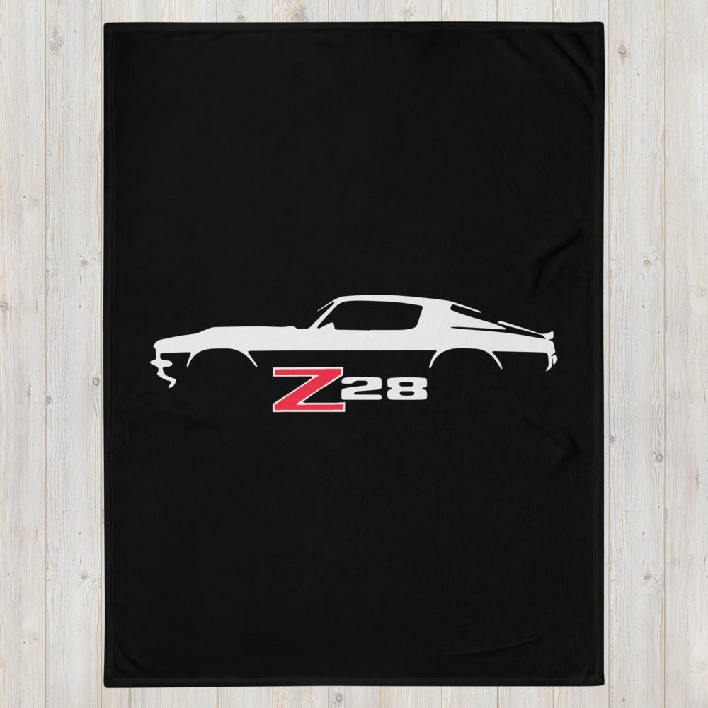 1970 1971 Chevy Camaro Z28 Emblem Silhouette Muscle Car Throw Blanket