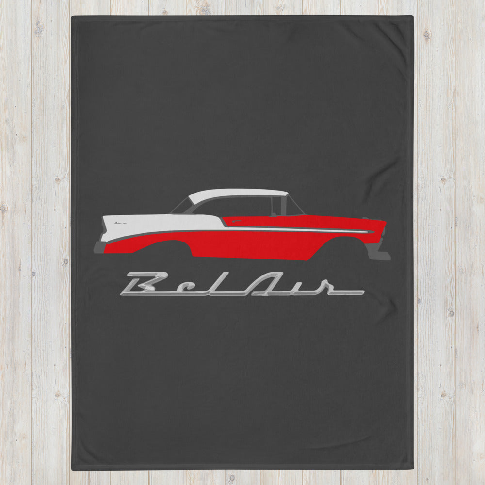 1956 Chevy Bel Air Red Antique Car Collector Cars 56 Belair Throw Blanket
