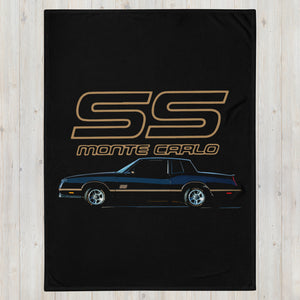 1988 Chevy Monte Carlo SS Black and Gold Classic car Emblem Throw Blanket