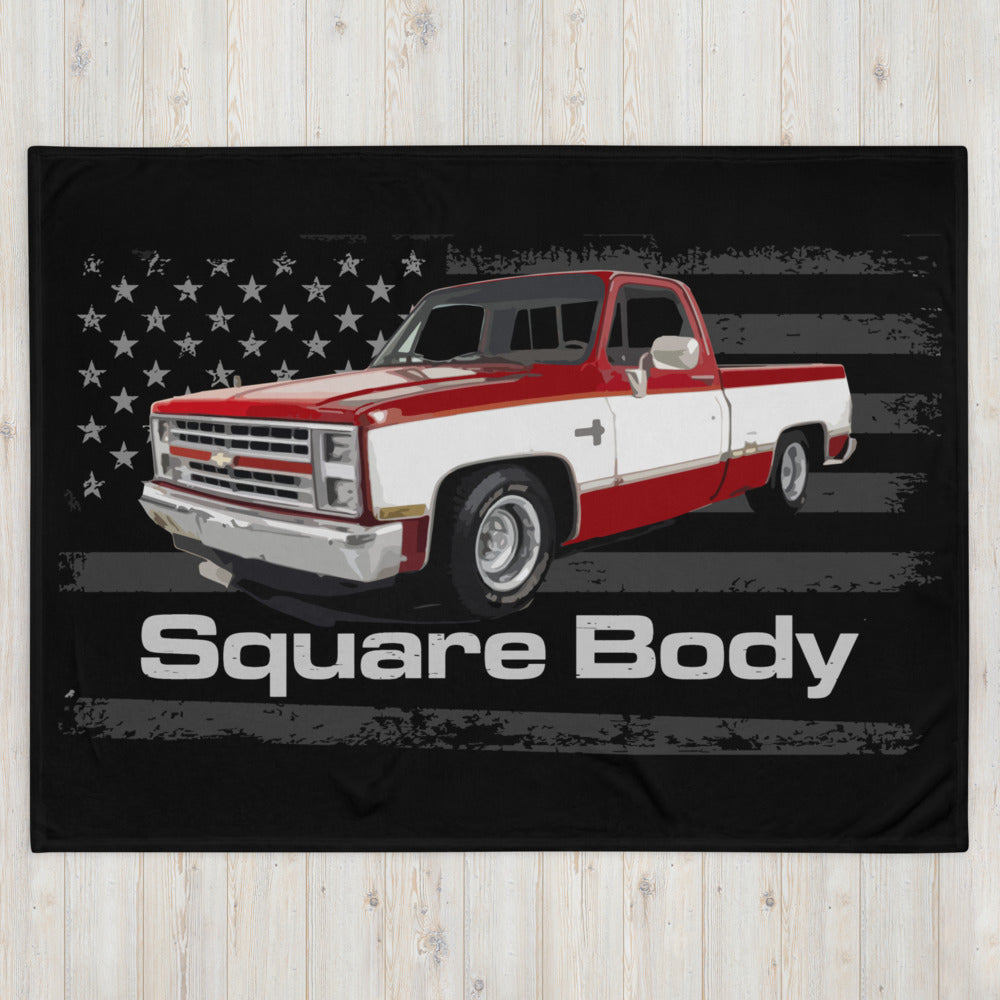 1987 Chevy C10 Silverado Square Body Vintage Pickup TruckThrow Blanket