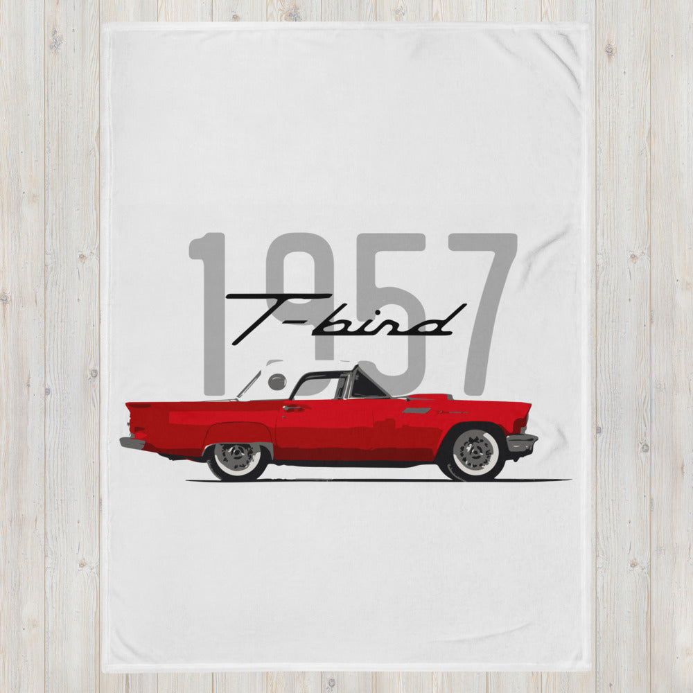 1957 Thunderbird Flame Red T-Bird Hardtop Antique Classic Car Throw Blanket