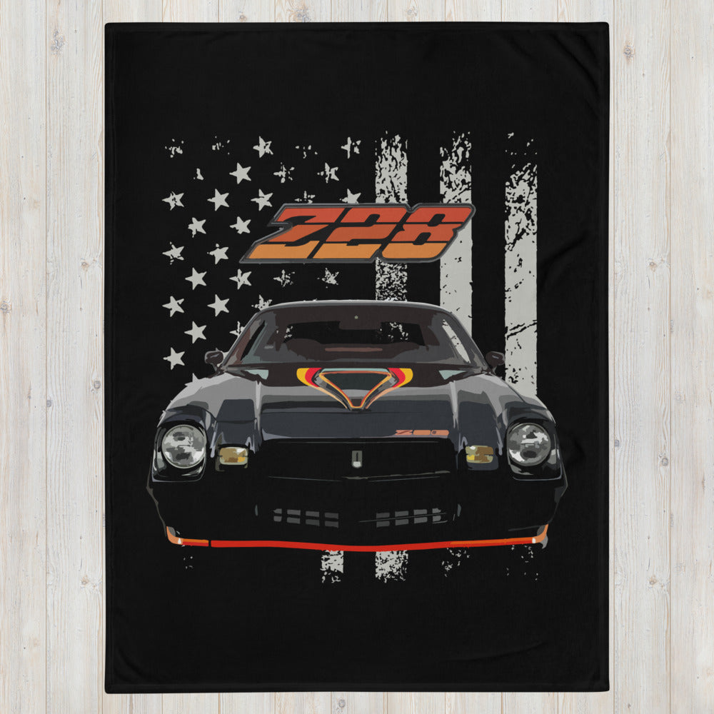 1979 Black Chevy Camaro Z28 American Muscle Car Drivers Custom Throw Blanket